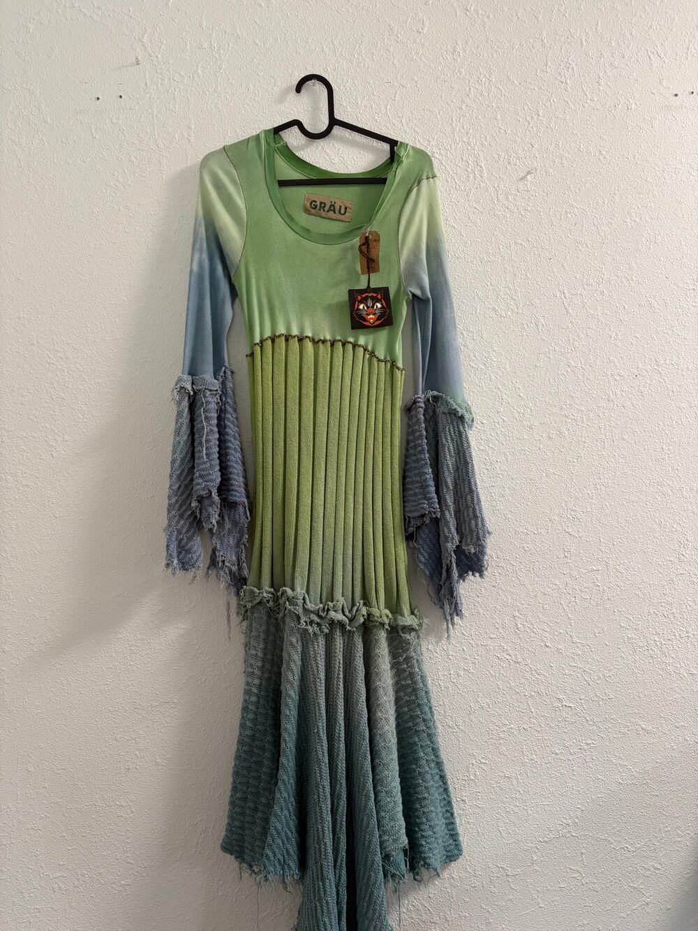 GRÄU Avant Garde Fairycore Knit Dress Art To Wear Lagenlook Boho Festival Dress